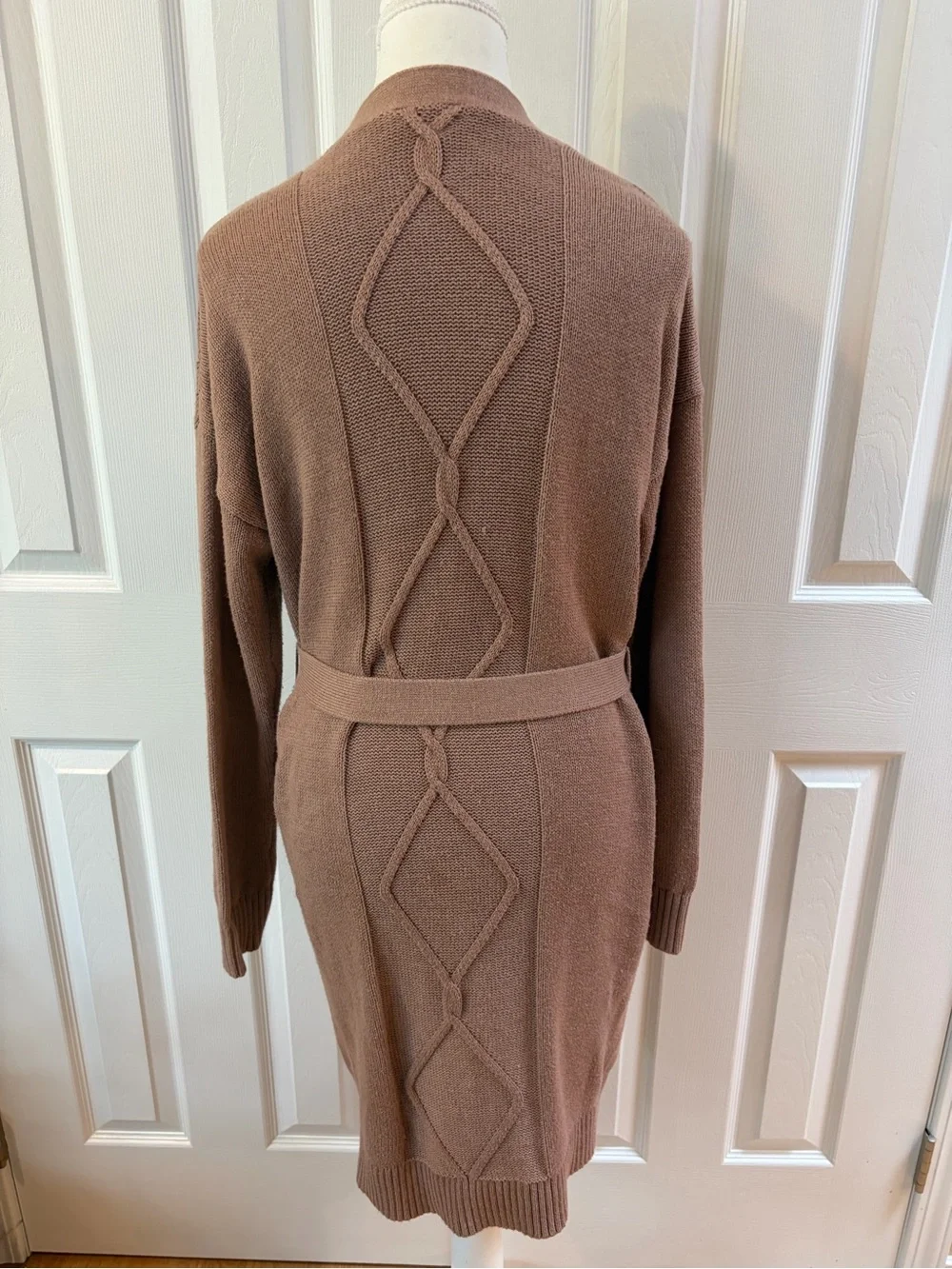 L’AGENCE Maeve Harleen Button Front Belted Cable Knit Cardigan Size S